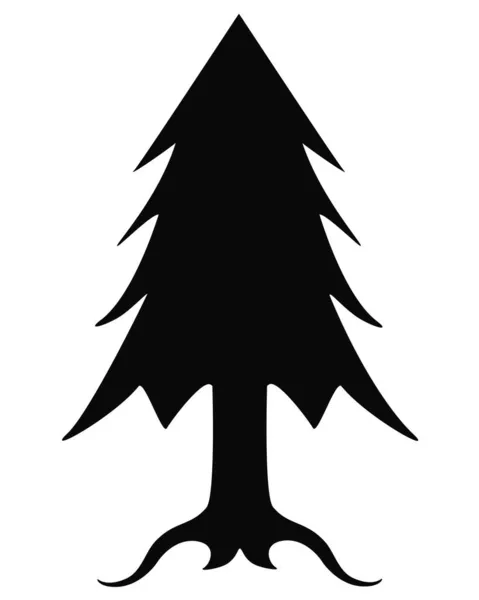 Рождественская Елка Корнями Силуэт Хвойного Растения Складская Иллюстрация Логотипа Пиктограммы — стоковый вектор