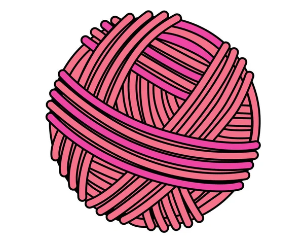 Розовый Клубок Пряжи Вязания Векторная Полноцветная Иллюстрация Круглый Шар Ниток — стоковый вектор