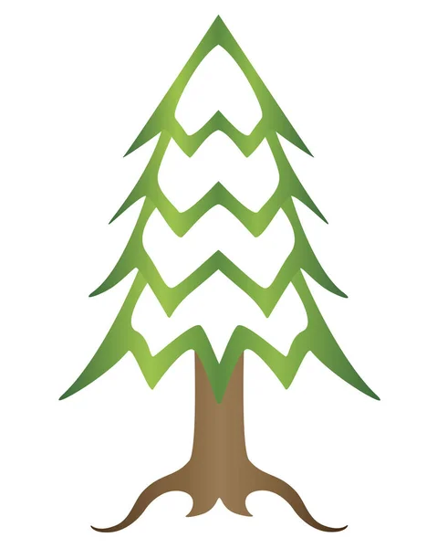 Рождественская Елка Корнями Хвойное Растение Векторное Цветное Изображение Логотипа Пиктограммы — стоковый вектор