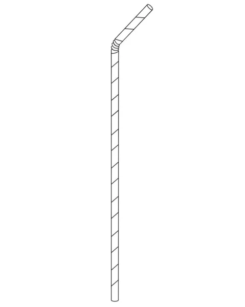 Zakřivená Pruhovaná Nápojová Trubice Vektorová Lineární Ilustrace Pro Zbarvení Obrys — Stockový vektor