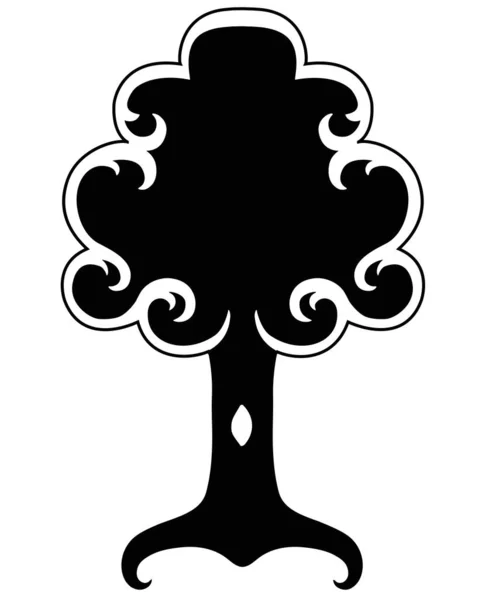 Θαυμάσιο Τυποποιημένο Δέντρο Μια Κούφια Στυλιζαρισμένο Φυτό Διάνυσμα Εικόνα Σιλουέτα — Διανυσματικό Αρχείο