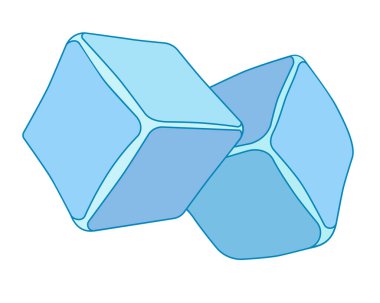 İçecekler için buz küpleri - logo veya piktogram için vektör rengi çizimi. İçecek olarak iki buz.