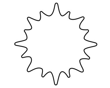 Güneş, büyük yıldız. Renklendirme veya kesme için vektör doğrusal çizim. Bir logo ya da piktogram için Contour Sun, düzenlenebilir taslak. Özet