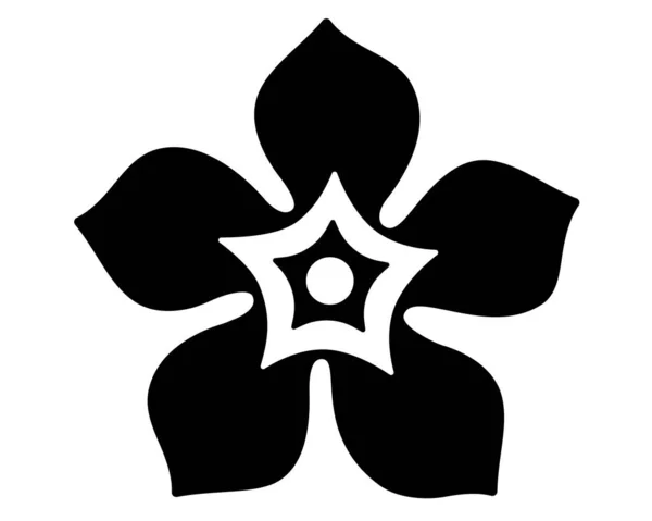 Цветок Пятью Лепестками Векторная Силуэт Картинка Логотипа Пиктограммы Цветок Растения — стоковый вектор
