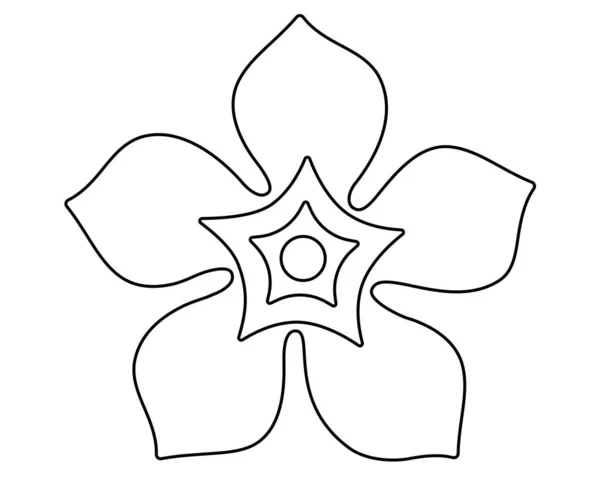 Λουλούδι Πέντε Πέταλα Διάνυσμα Γραμμική Εικόνα Για Χρωματισμό Βιβλίο Λογότυπο — Διανυσματικό Αρχείο