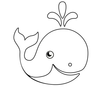 Şirin balina - boyama için vektör doğrusal resim. Özet geç. Balina - Çocuk boyama kitabı için deniz memelisi