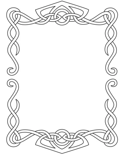 Celtic Ornament Frame Vertical Vector Linear Element Coloring Text Design — Stockvektor