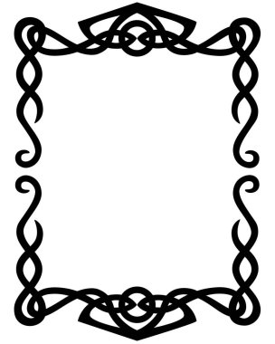 Kelt tarzı dikey çerçeve - vektör siluet şablonu. Kelt süsü şeklinde metin veya resimler için çerçeve.