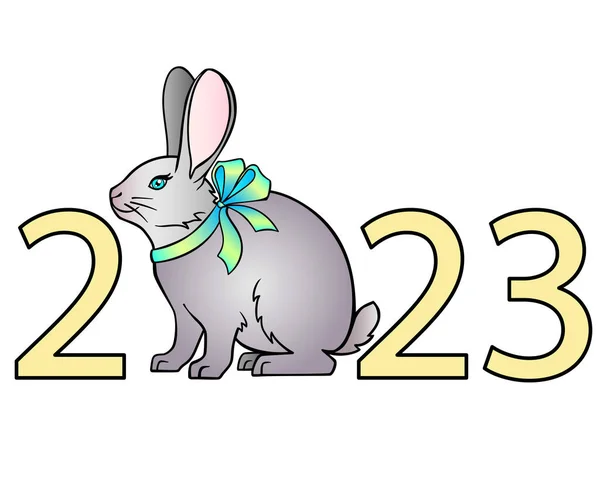 Doğu yıldız falına göre tavşanın 2023 yılı bir tavşanla tam renkli bir yazı. Yeni yıl 2023. Yılın Sembolü