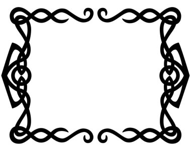 Kelt stili yatay çerçeve - vektör siluet şablonu. Kelt süsü şeklinde metin veya resimler için çerçeve.