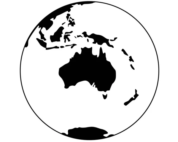 Planeta Tierra Australia Oceanía Imagen Silueta Vectorial Del Hemisferio Terrestre — Vector de stock
