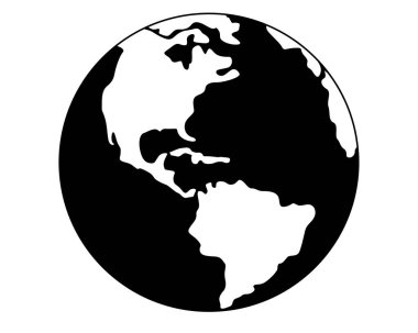 Dünya gezegeni - Kuzey ve Güney Amerika - Dünya 'nın yarımküresinin vektör silueti. İşaret veya logo için Amerika haritası.
