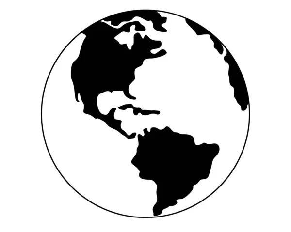 Dünya gezegeni, Kuzey Amerika ve Güney Amerika. Logo veya piktogram için vektör siluet resim. Dünya üzerindeki kıtalar işaret ya da simge