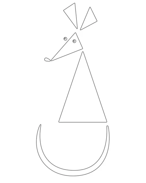 Myš Vyrobená Trojúhelníků Legračního Zvířete Vyrobeného Geometrických Tvarů Vektorový Lineární — Stockový vektor