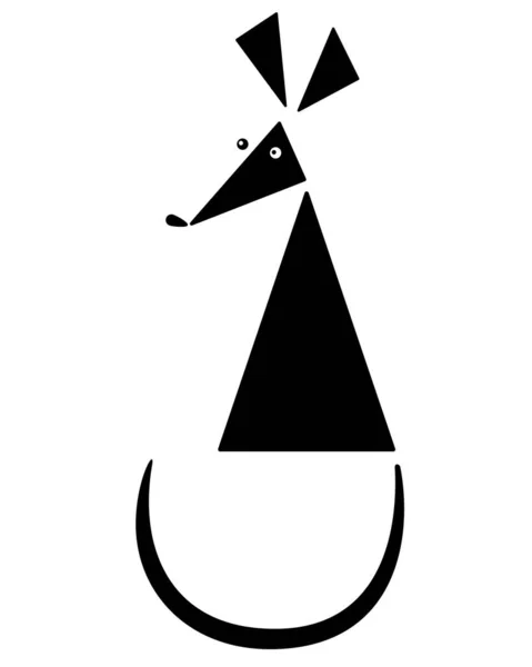 Üçgenlerden Fare Geometrik Şekillerden Komik Hayvan Logo Piktogram Için Vektör — Stok Vektör