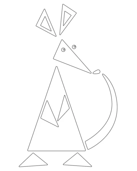 Krysa Vyrobená Trojúhelníků Legračního Zvířete Vyrobeného Geometrických Tvarů Vektorový Lineární — Stockový vektor