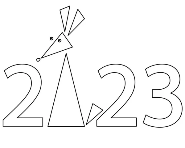 2023 Year Rabbit Date Stylized Rabbit Triangles Vector Linear Inscription — Stock Vector