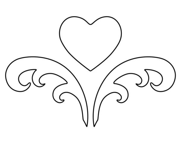 Сердце Узорами Валентинка Татуировка Векторная Линейная Картинка Раскраски Книги Логотипа — стоковый вектор