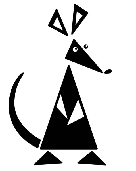 Ratón Triángulos Animal Divertido Formas Geométricas Imagen Silueta Vectorial Para — Vector de stock