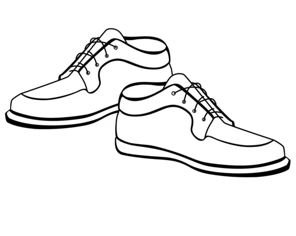 Los Zapatos Hombre Con Los Cordones Cuadro Vectorial Lineal Para — Vector de stock