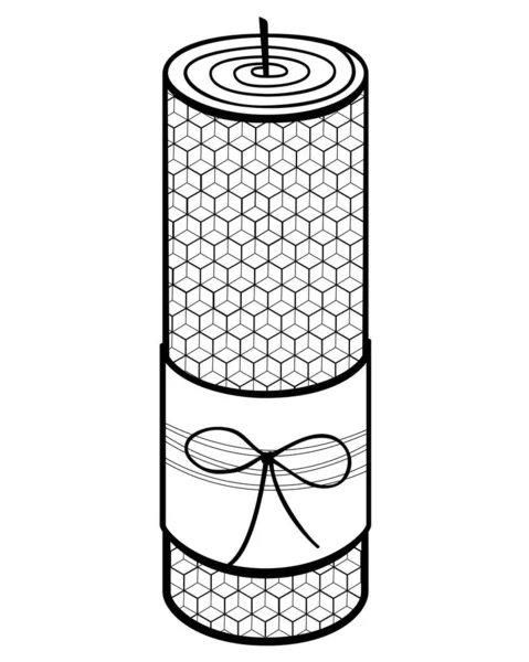 Декоративная Свеча Ручной Работы Натурального Воска Узором Векторное Линейное Изображение — стоковый вектор