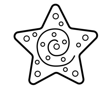 Star shaped gingerbread cookies painted with icing - vector linear coloring picture with sweet pastries. Outline. Gingerbread cookie - star pattern for coloring book