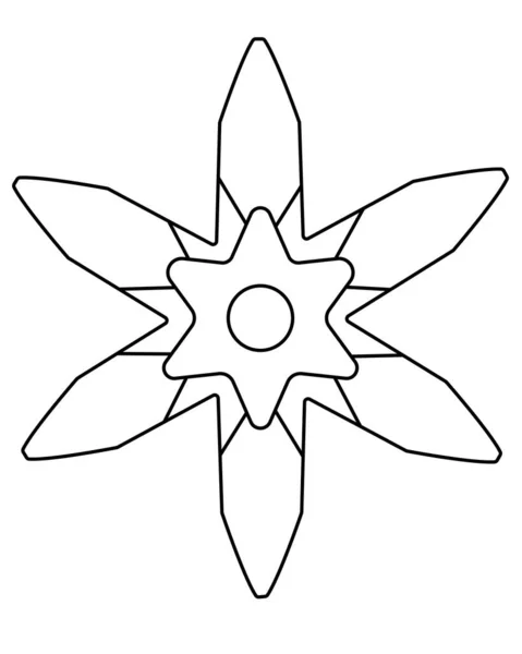 Snowflake Weather Phenomenon Sign Vector Linear Picture Coloring Book Logo — Vetor de Stock