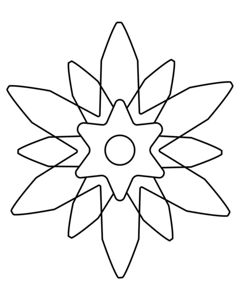 Снежинка Знак Погодного Явления Векторная Линейная Картинка Раскраски Книги Логотипа — стоковый вектор