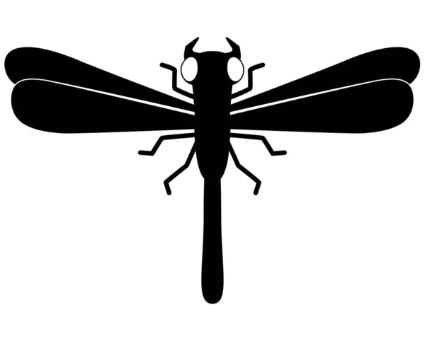 Dragonfly Predatory Insect Vector Silhouette Picture Logo Pictogram Dragonfly Sign — Stockvector
