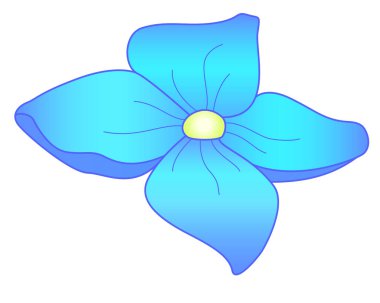 Flower from hydrangea inflorescence - vector full color element. Blue delicate hydrangea flower