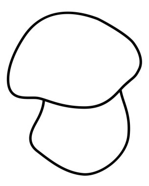 Küçük yenilebilir porcini mantarı. Yenilebilir orman mantarlı vektör doğrusal renklendirici resim. Özet geç. Logo, işaret ya da boyama kitabı için yenilebilir mantar