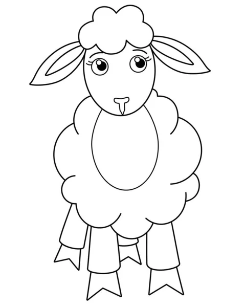 Petit Mouton Prudent Une Image Vectorielle Linéaire Pour Coloration Les — Image vectorielle