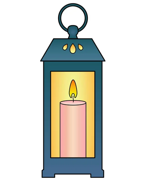 Decorative Lantern Candle Vector Full Color Picture Vintage Lantern Candle — Stock Vector