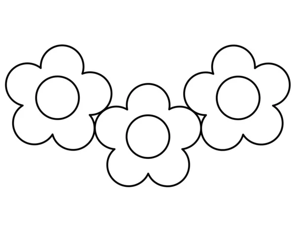 Egy Egyszerű Koszorú Három Virág Egy Vektor Lineáris Kép Színezés — Stock Vector