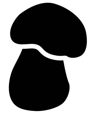 Boletus, küçük orman yenilebilir mantar logo için vektör siluet resmi, piktogram. İşaret veya simge için yenilebilir mantar silueti.