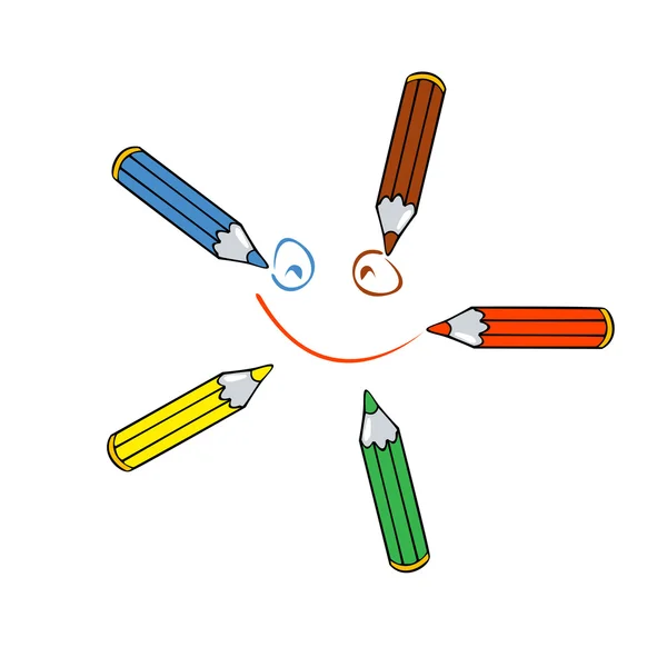 Cinco lápis. — Vetor de Stock