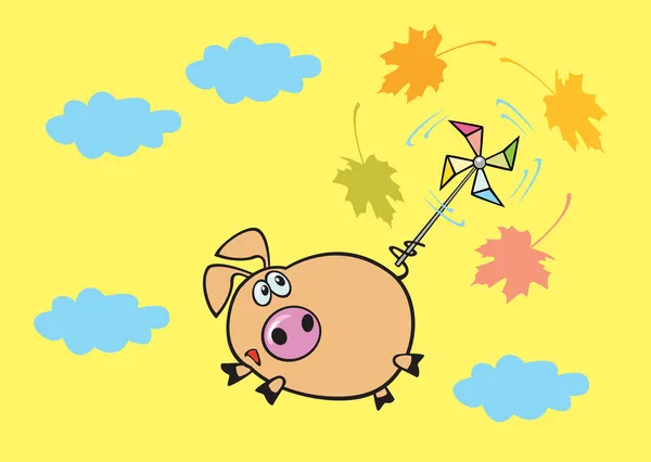 Літаючий свинячий жовтий фон — стоковий вектор