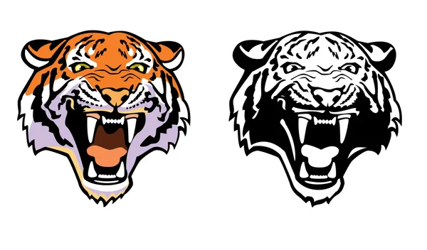 Tigre cabeza vista frontal — Vector de stock