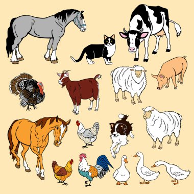 Set of domestic animals clipart