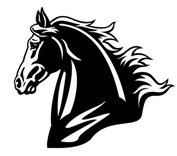 Cabeza de caballo perfil blanco y negro — Vector de stock