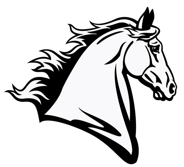 Cabeça de cavalo preta e branca — Vetor de Stock