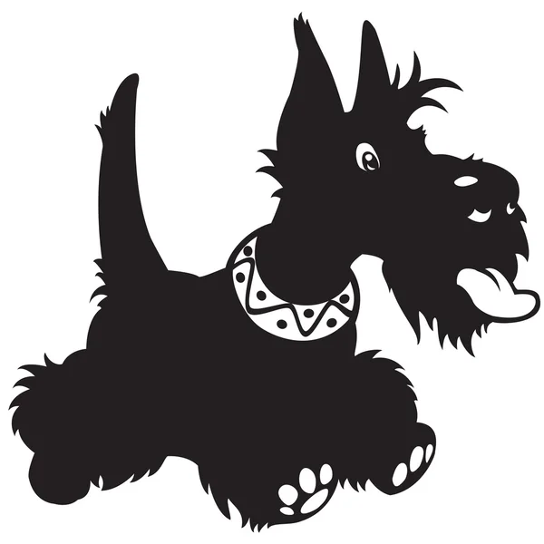 Cartton écossais terrier noir blanc — Image vectorielle