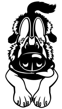 karikatür köpek siyah beyaz