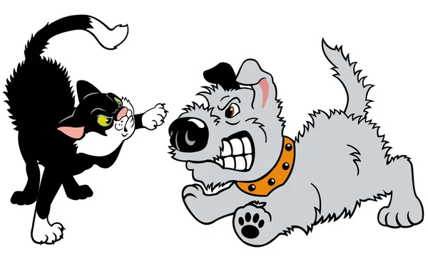 Dog and cat fighting — Stock Vector