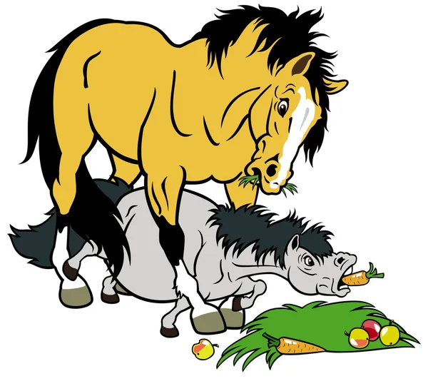 Cartoon horse and pony — Stock Vector