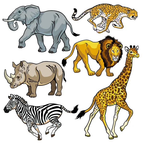 Set met Afrikaanse dieren van savanne — Stockvector