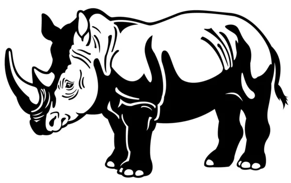 Rhinoceros black white — Stock Vector