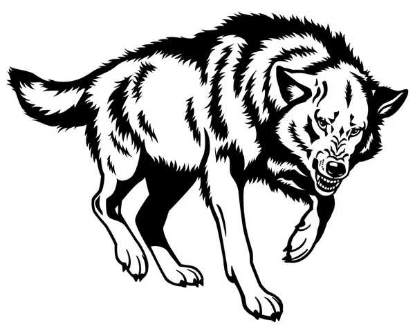 Wolf black white — Stock Vector