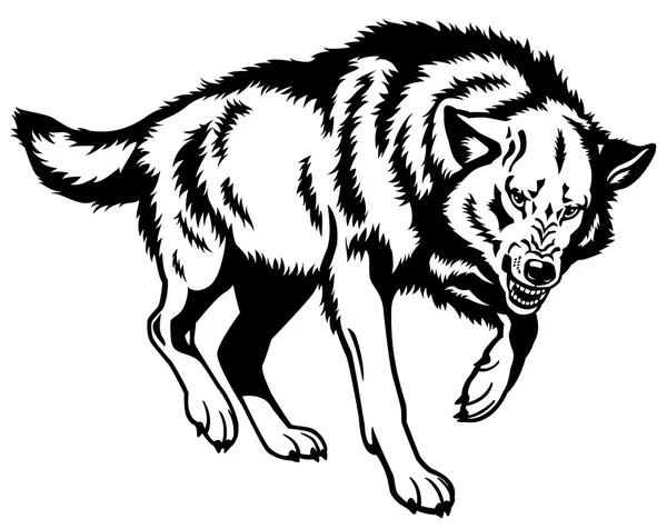 Loup noir blanc — Image vectorielle