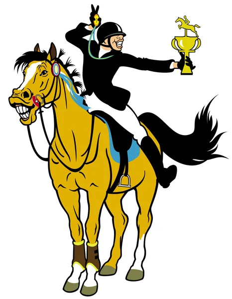 Cartoon rider winner — Stock Vector